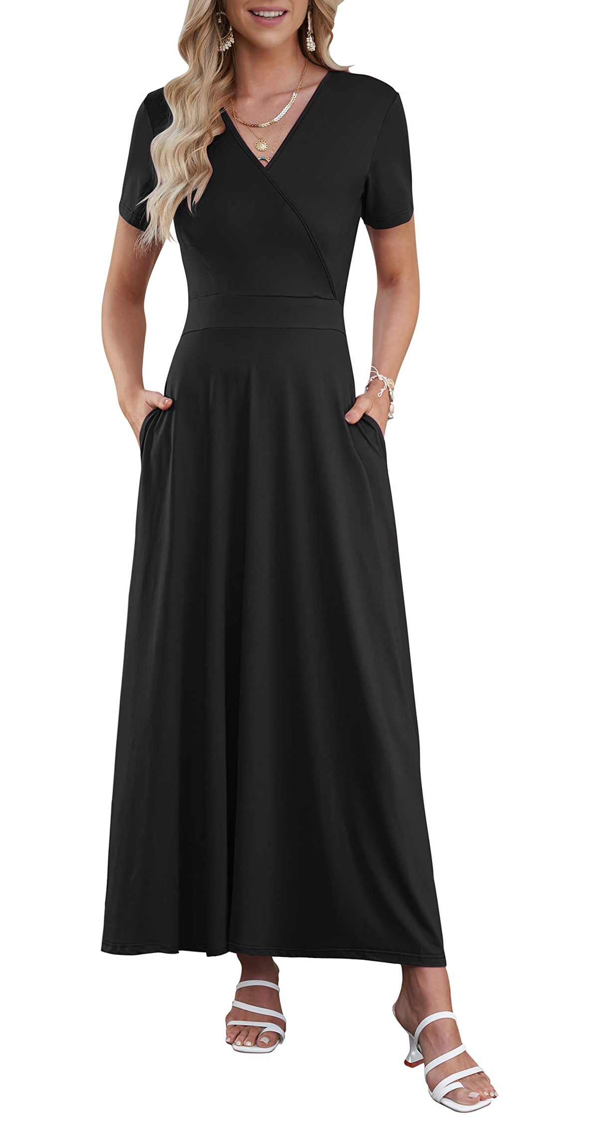 AUSELILY Maxi Dresses for Women Ankle Length Floral Beach Long Flowy Dress
