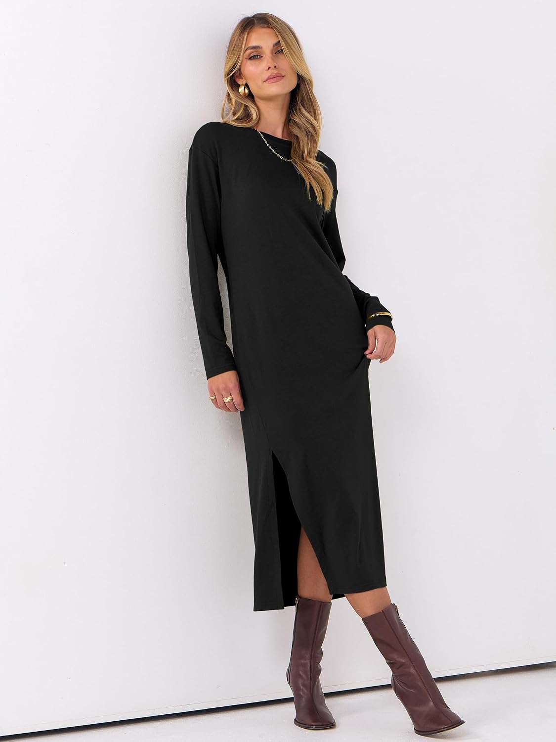 ANRABESS Long Sleeve Midi Dresses for Women