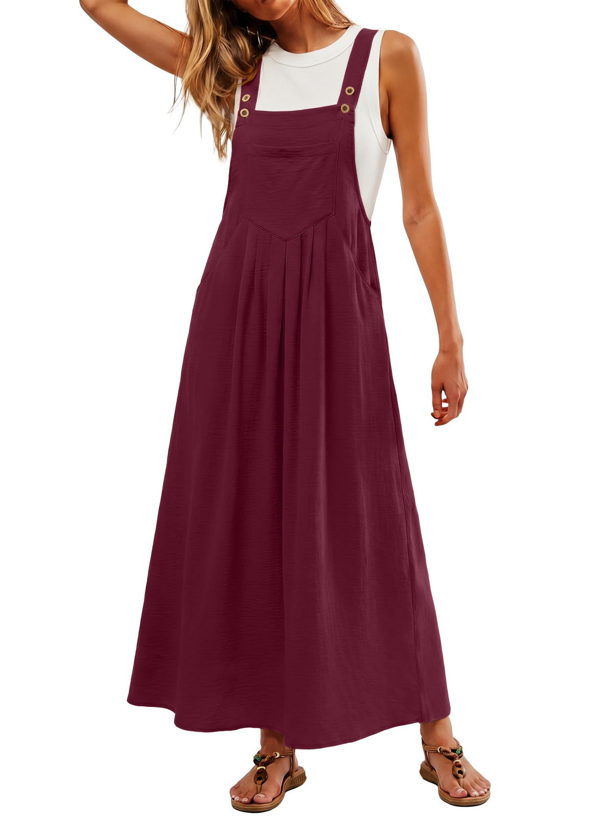 Lepunuo Summer Dresses Women Bib Overall Dresses Adjustable Beach