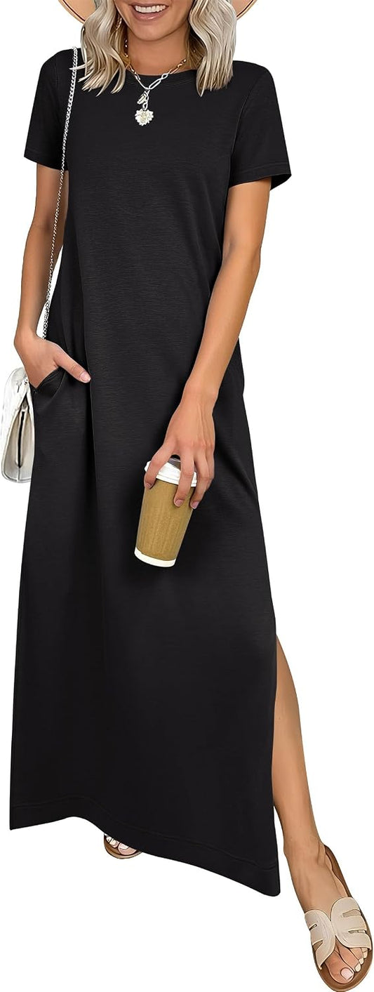 ANRABESS Womens Summer Maxi Dresses Wrinkle Free with Pockets