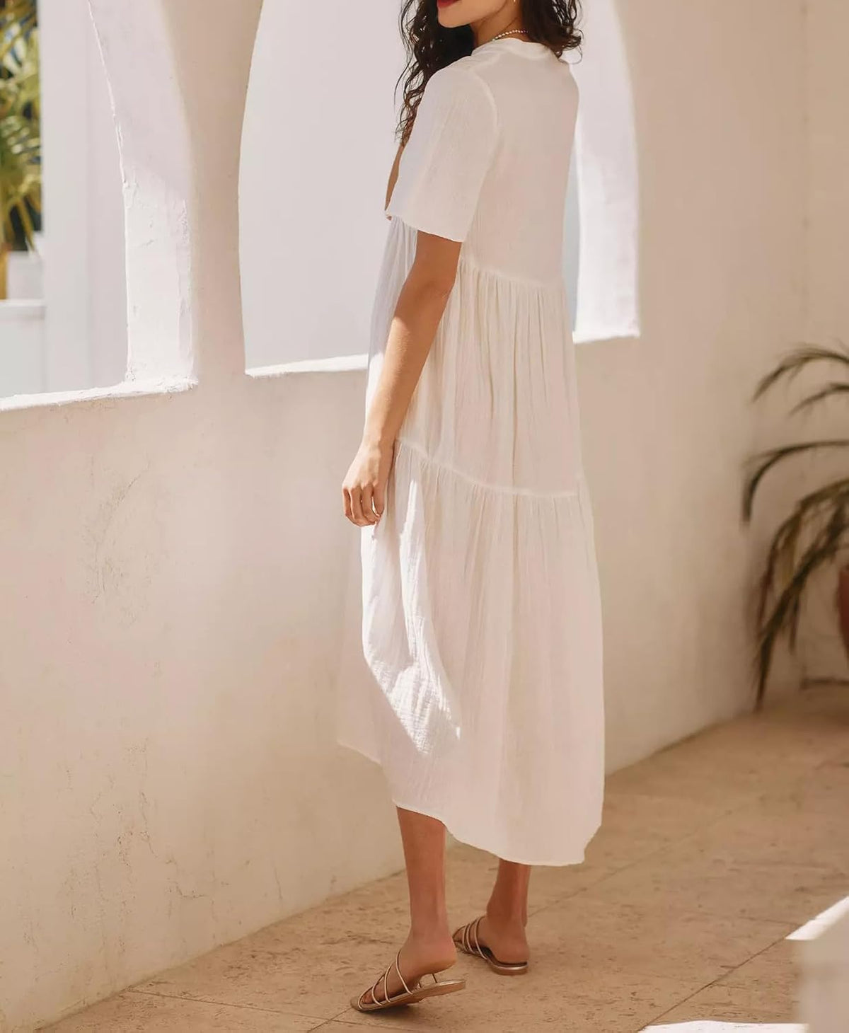R.Vivimos Womens Summer Cotton Casual Flowy Maxi Dress