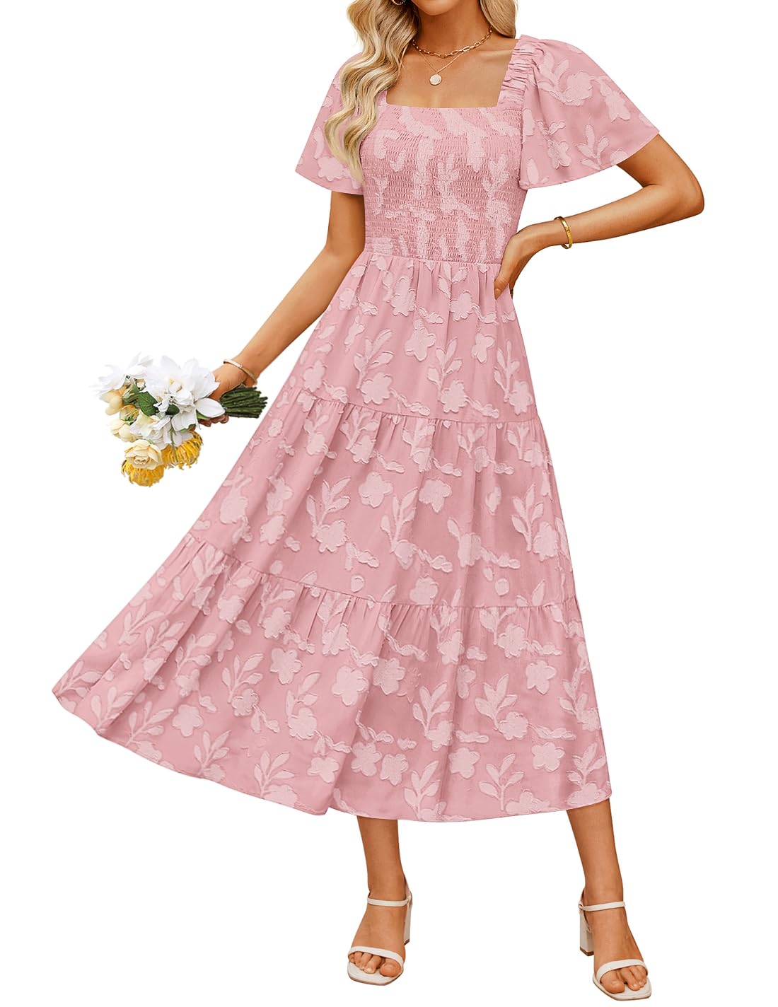 ZESICA Womens 2026 Summer Boho Wedding Guest Midi Dresses