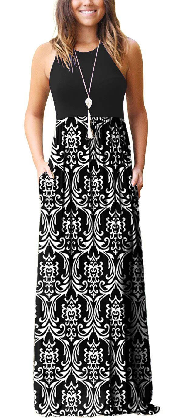 GRECERELLE Women's Summer Sleeveless Casual Long Tank Maxi Dress with Pockets (XS-3XL)