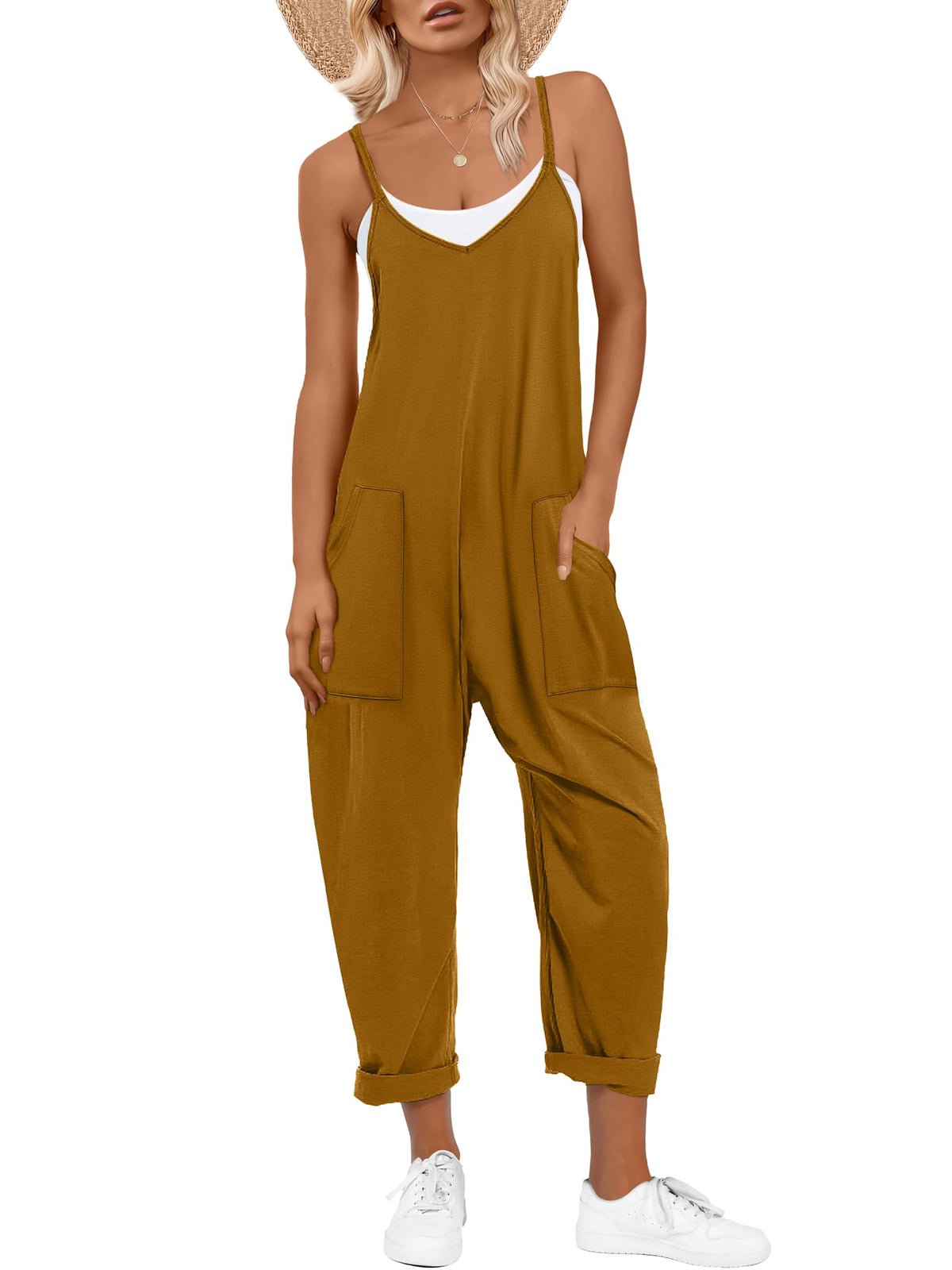 ANRABESS Jumpsuits for Women Summer Casual Sleeveless Overalls