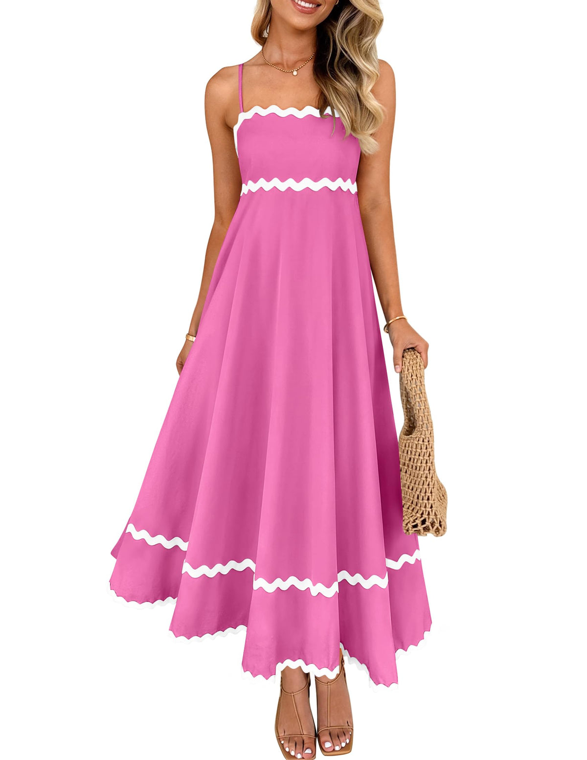 ZESICA Women's 2026 Summer Spaghetti Straps Midi Dress