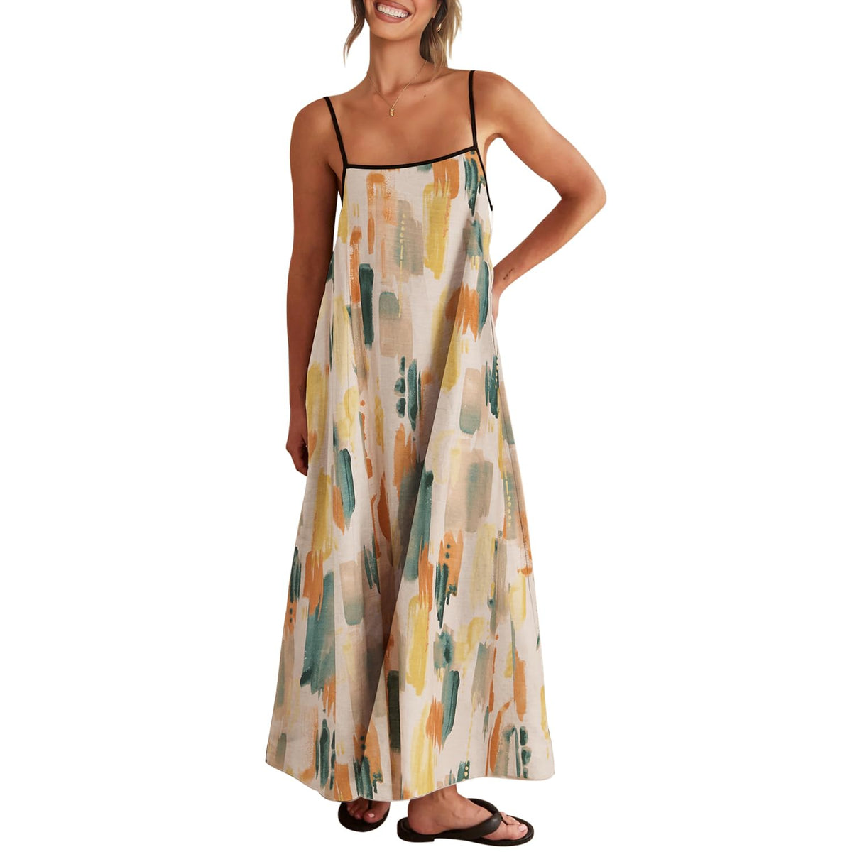 Shy Velvet Women's Linen Maxi Dress Spaghetti Strap Casual Boho Dress