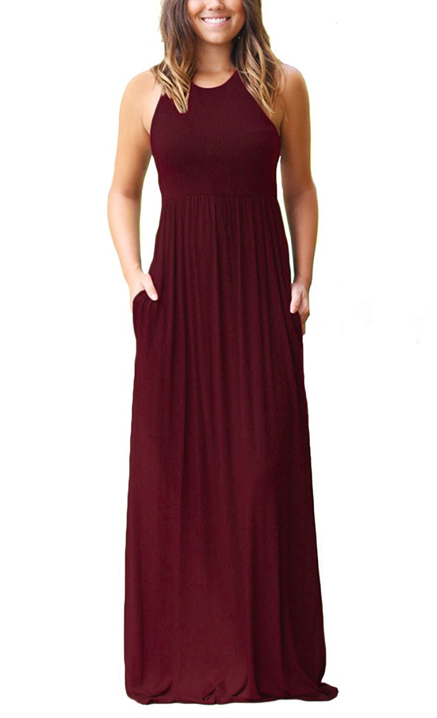 GRECERELLE Women's Summer Sleeveless Casual Long Tank Maxi Dress with Pockets (XS-3XL)