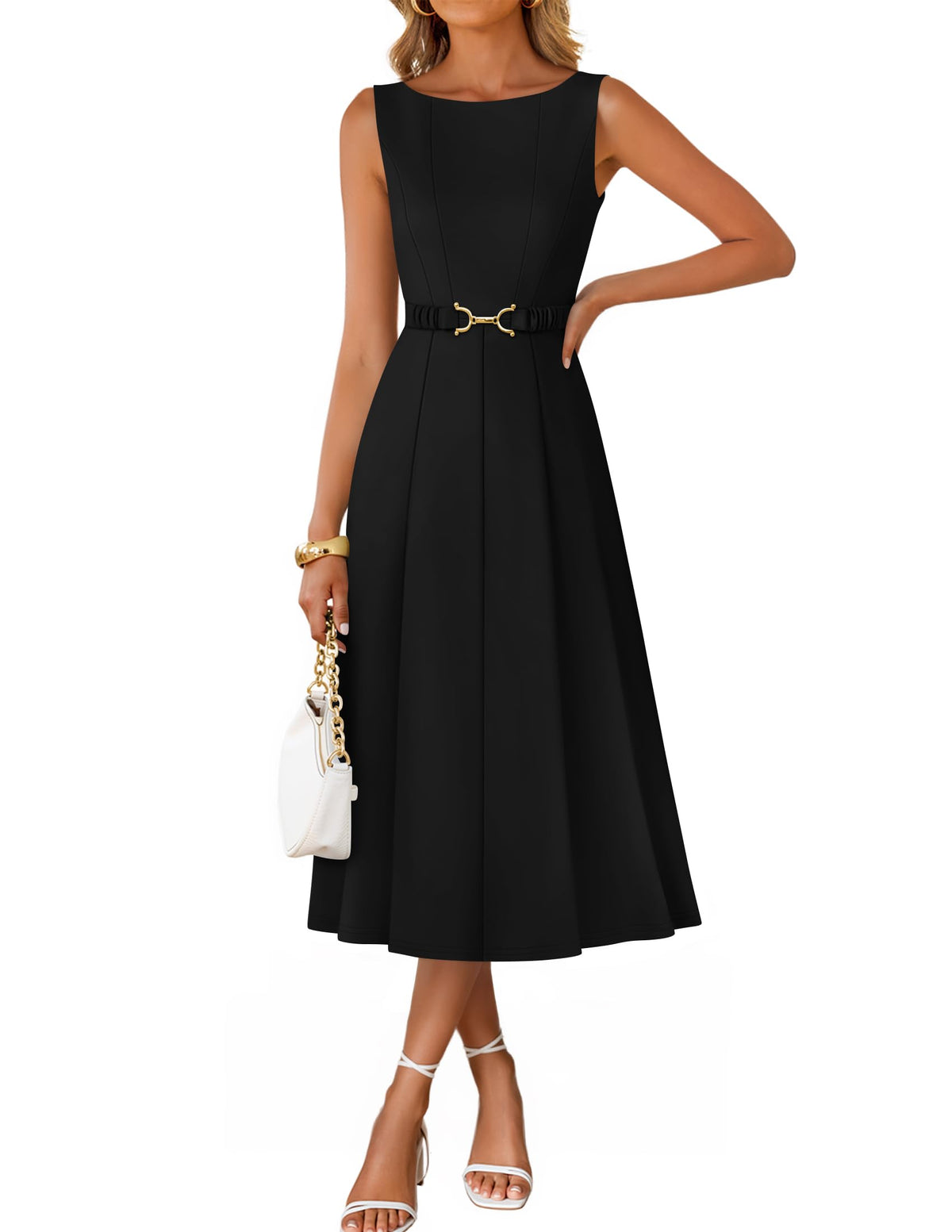ZESICA Women's Summer Sleeveless 2026 Formal Cocktail Party Midi Dresses