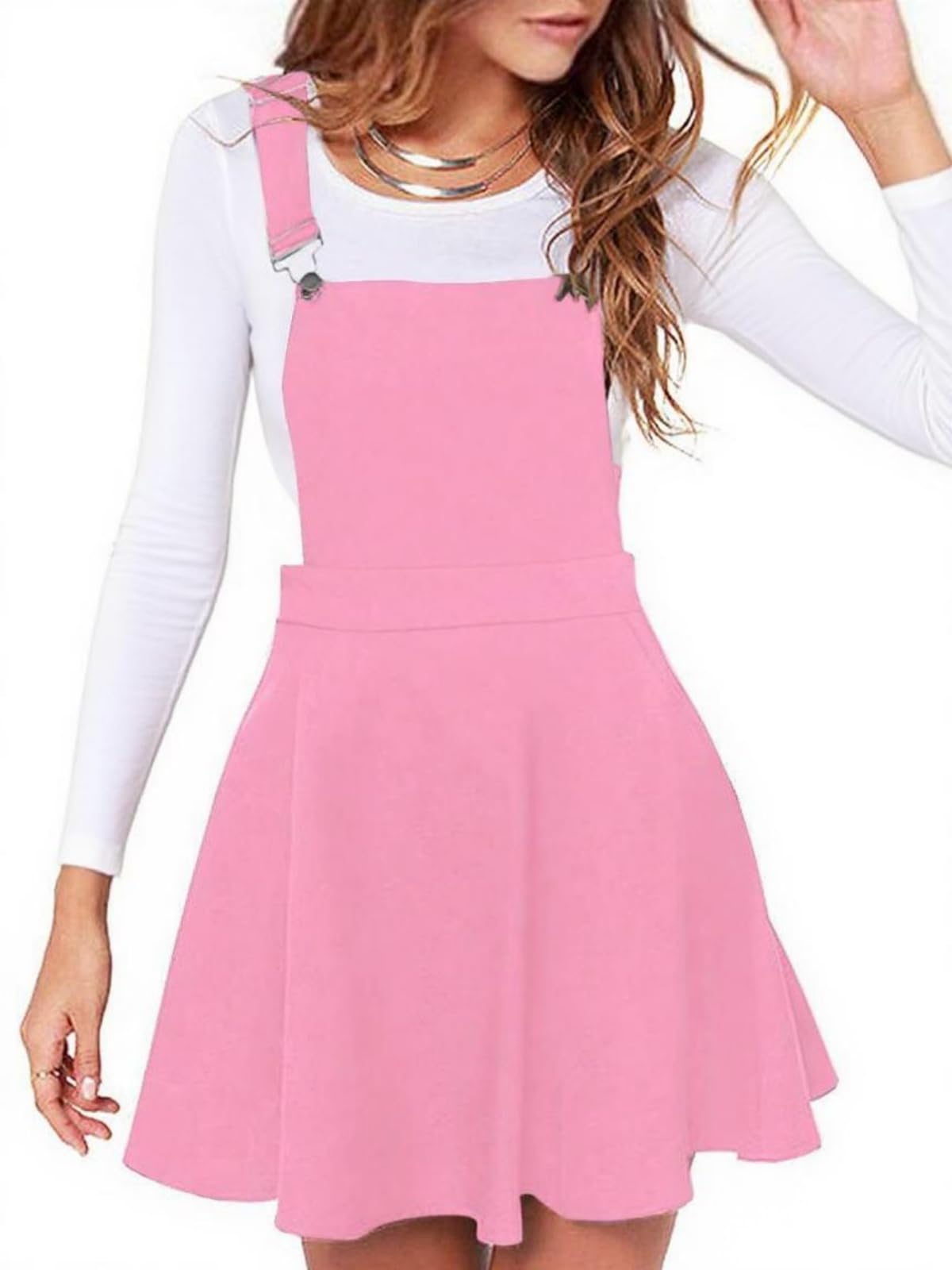 YOINS Overall Pinafore Dress for Women Pleated Mini Cute Suspender Skirt