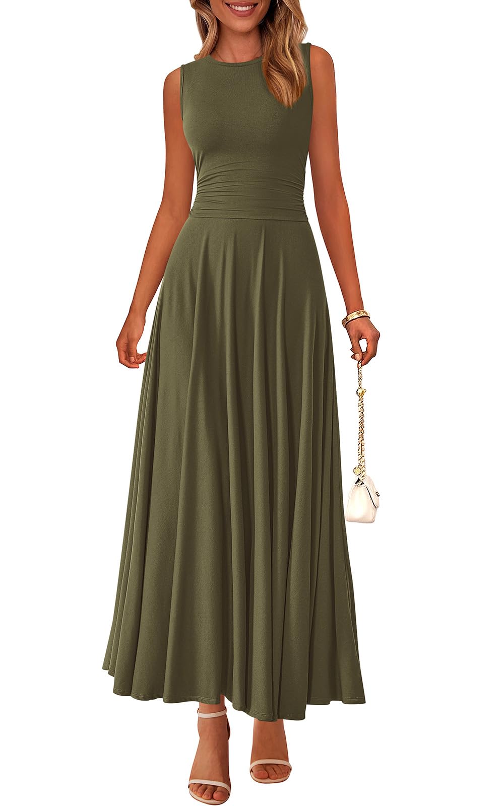 PRETTYGARDEN Womens Sleeveless Summer Dresses 2026 Flowy Aline Maxi Dress