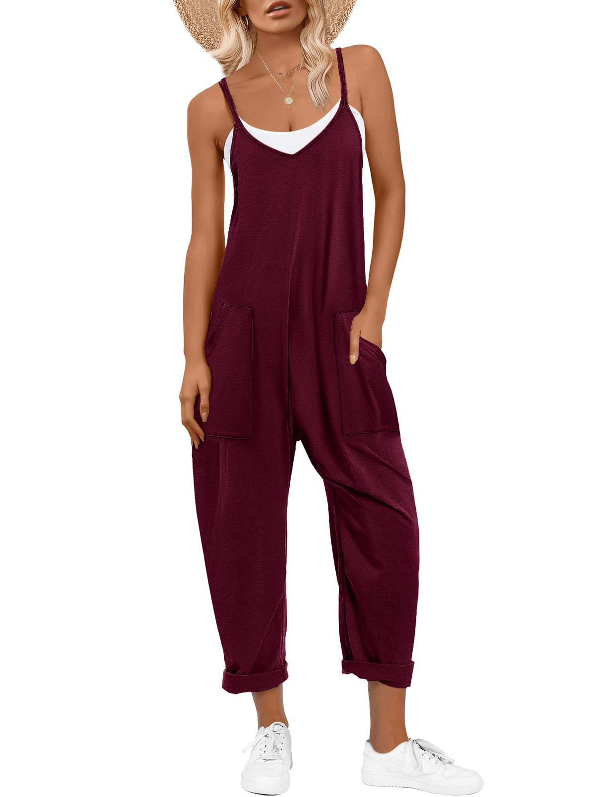 ANRABESS Jumpsuits for Women Summer Casual Sleeveless Overalls