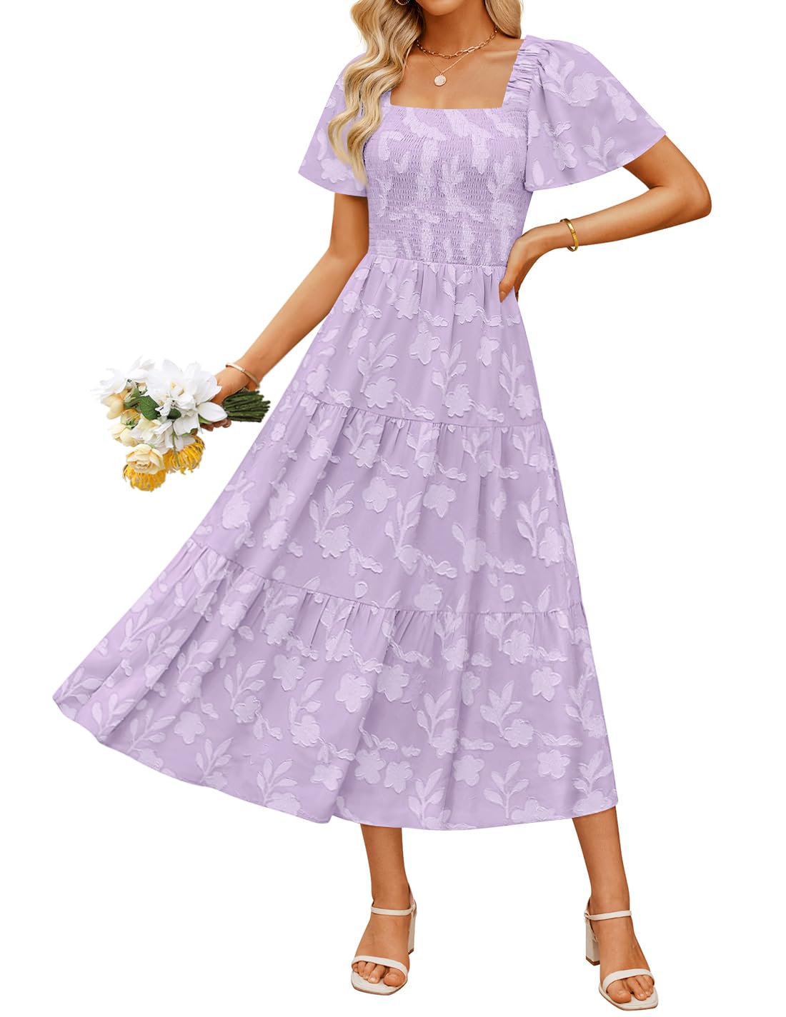 ZESICA Womens 2026 Summer Boho Wedding Guest Midi Dresses