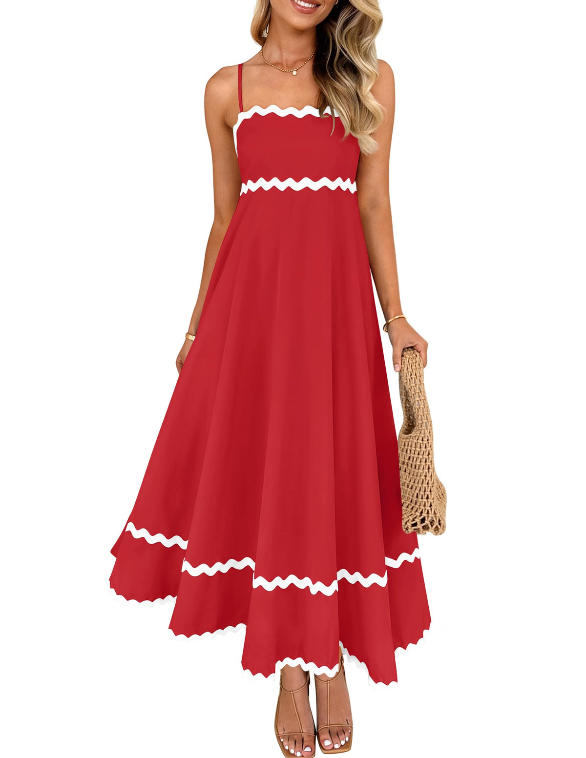 ZESICA Women's 2026 Summer Spaghetti Straps Midi Dress