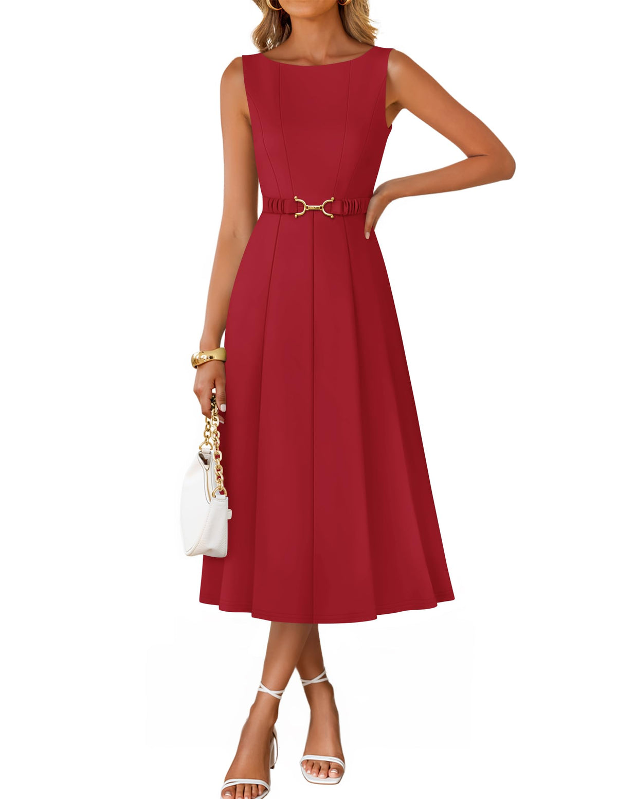 ZESICA Women's Summer Sleeveless 2026 Formal Cocktail Party Midi Dresses