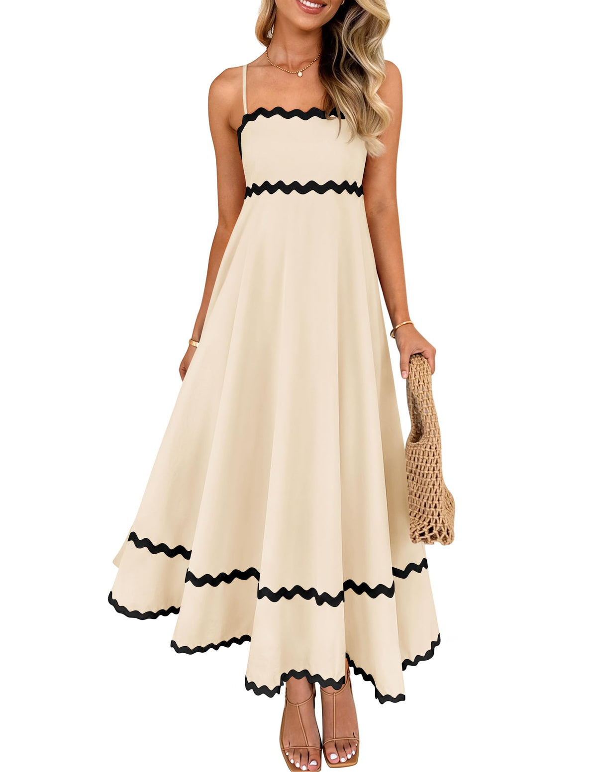 ZESICA Women's 2026 Summer Spaghetti Straps Midi Dress