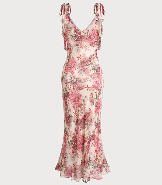 RIHOAS Boho Midi Floral Dress - Elegant Flowy Sundress | Formal-Inspired Outfit for Wedding Guest | Spring Summer Party Dress