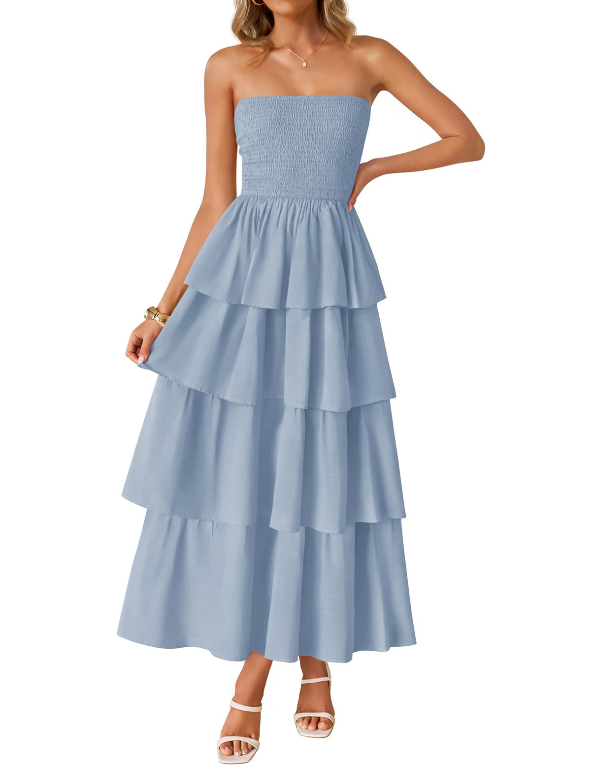 ZESICA Womens 2026 Summer Boho Strapless Maxi Dresses