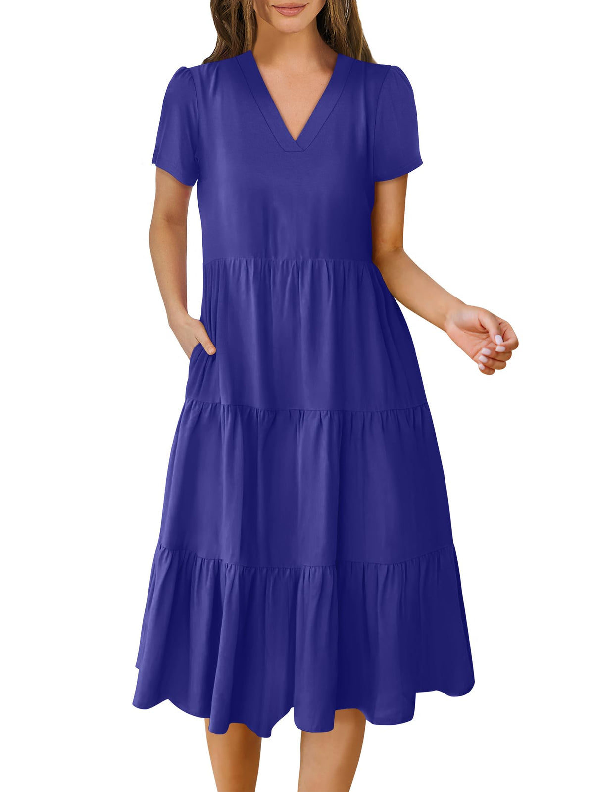 ANRABESS Womens Summer Casual Dresses Short Sleeve Boho Midi Dress