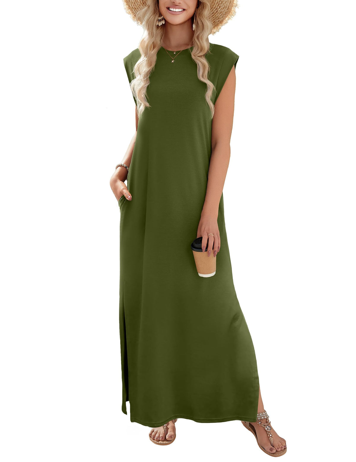 Zeagoo Summer Dresses for Women 2026 Long Maxi Sundresses Loose Split Wrinkle-Free Beach Travel Vacation Clothes