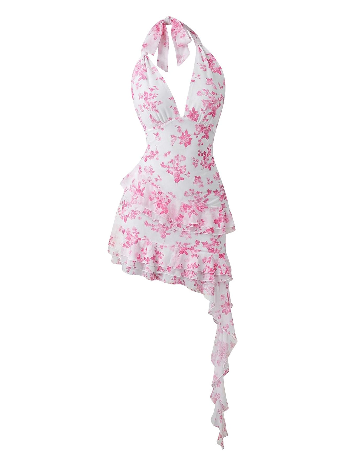Verdusa Women's Halter Y2k Mini Dress Asymmetrical Wedding Guest Dress