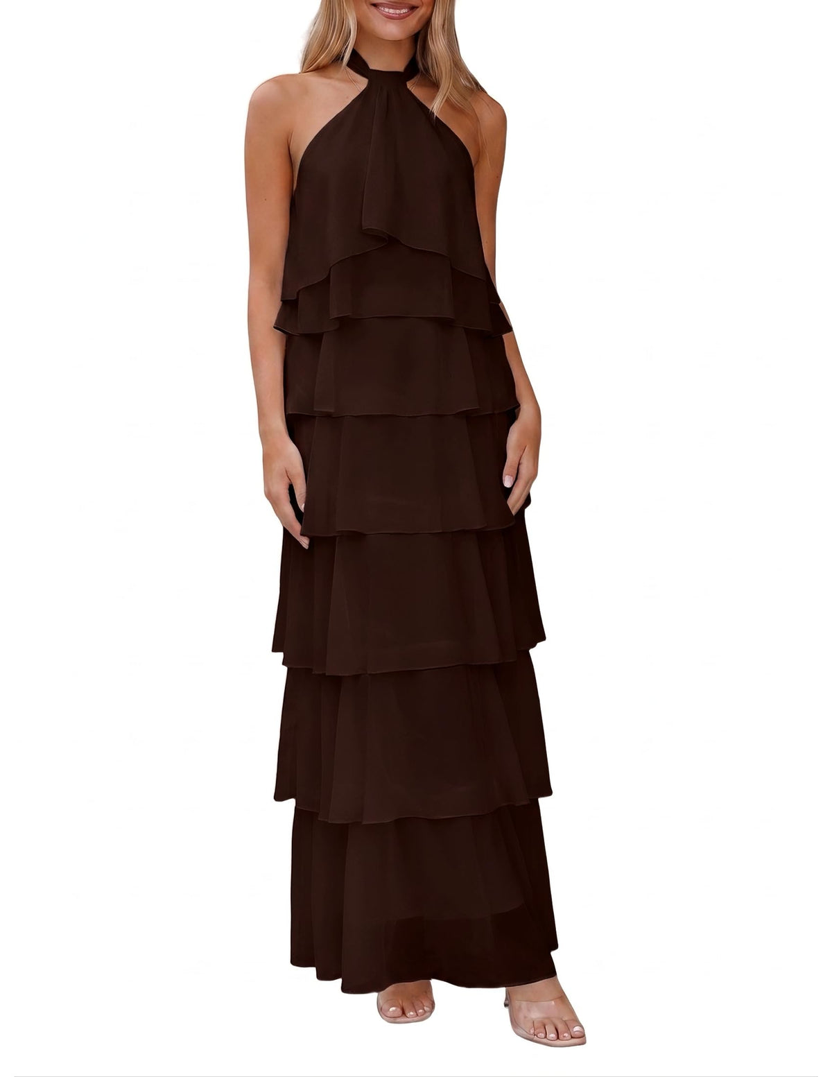 HOCILLE Women's Summer Boho Wedding Guest Long Formal Flowy Dresses
