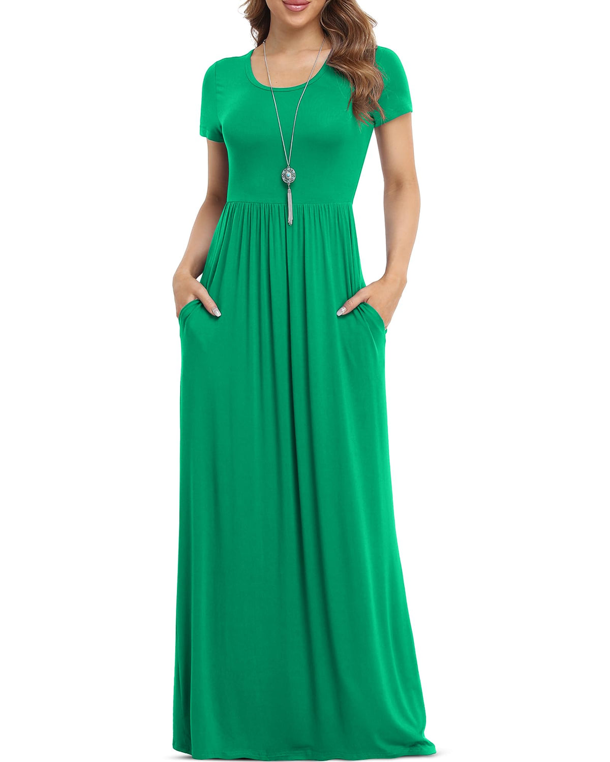 VIISHOW Women's Short Sleeve Loose Plain Maxi Dresses Casual Long Dresses with Pockets