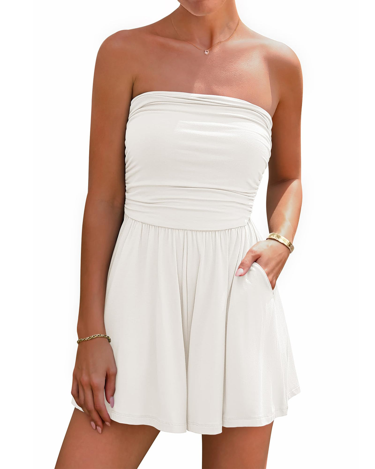 BTFBM Strapless Boho Womens Romper 2026 Summer