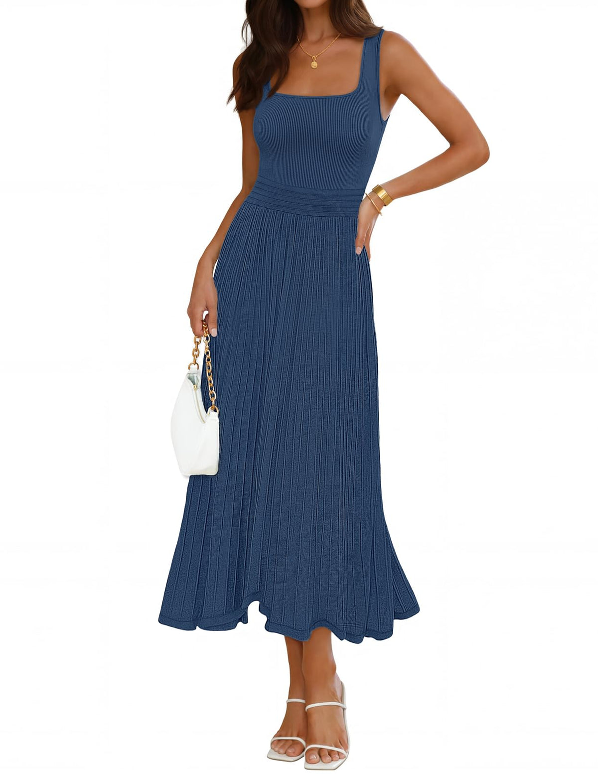 MEROKEETY Women's Summer Cocktail Party Elegant Work Midi Dress