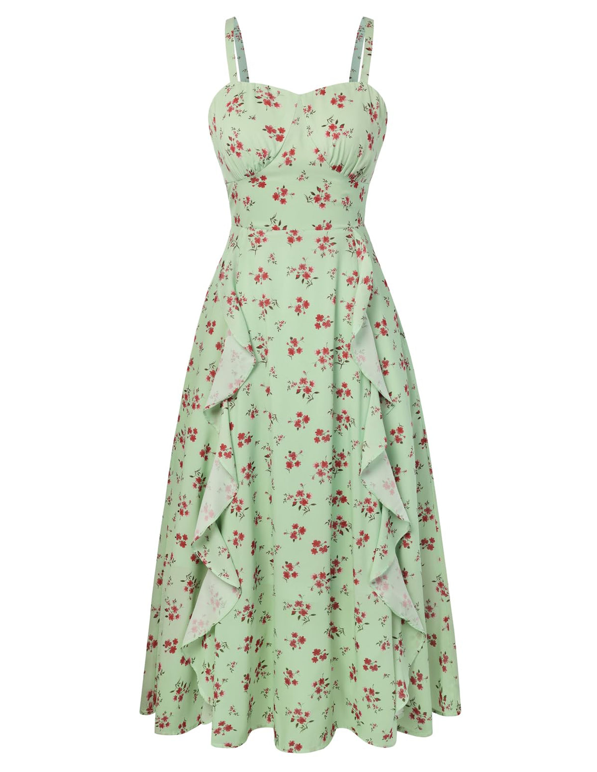 Belle Poque Women Sun Dresses Midi Ruffle Dress
