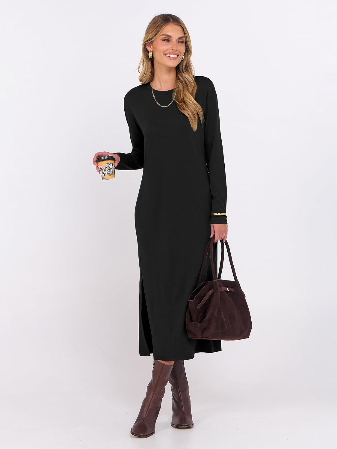 ANRABESS Long Sleeve Midi Dresses for Women