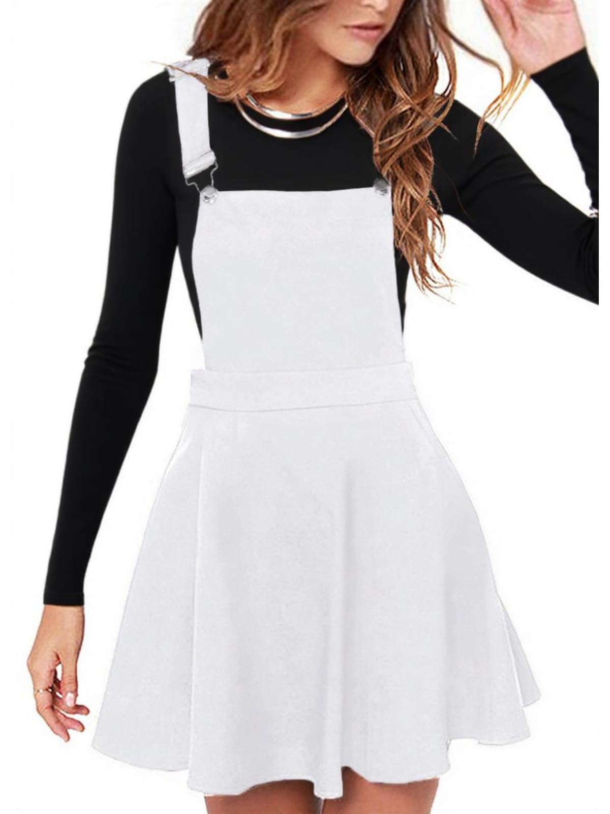 YOINS Overall Pinafore Dress for Women Pleated Mini Cute Suspender Skirt