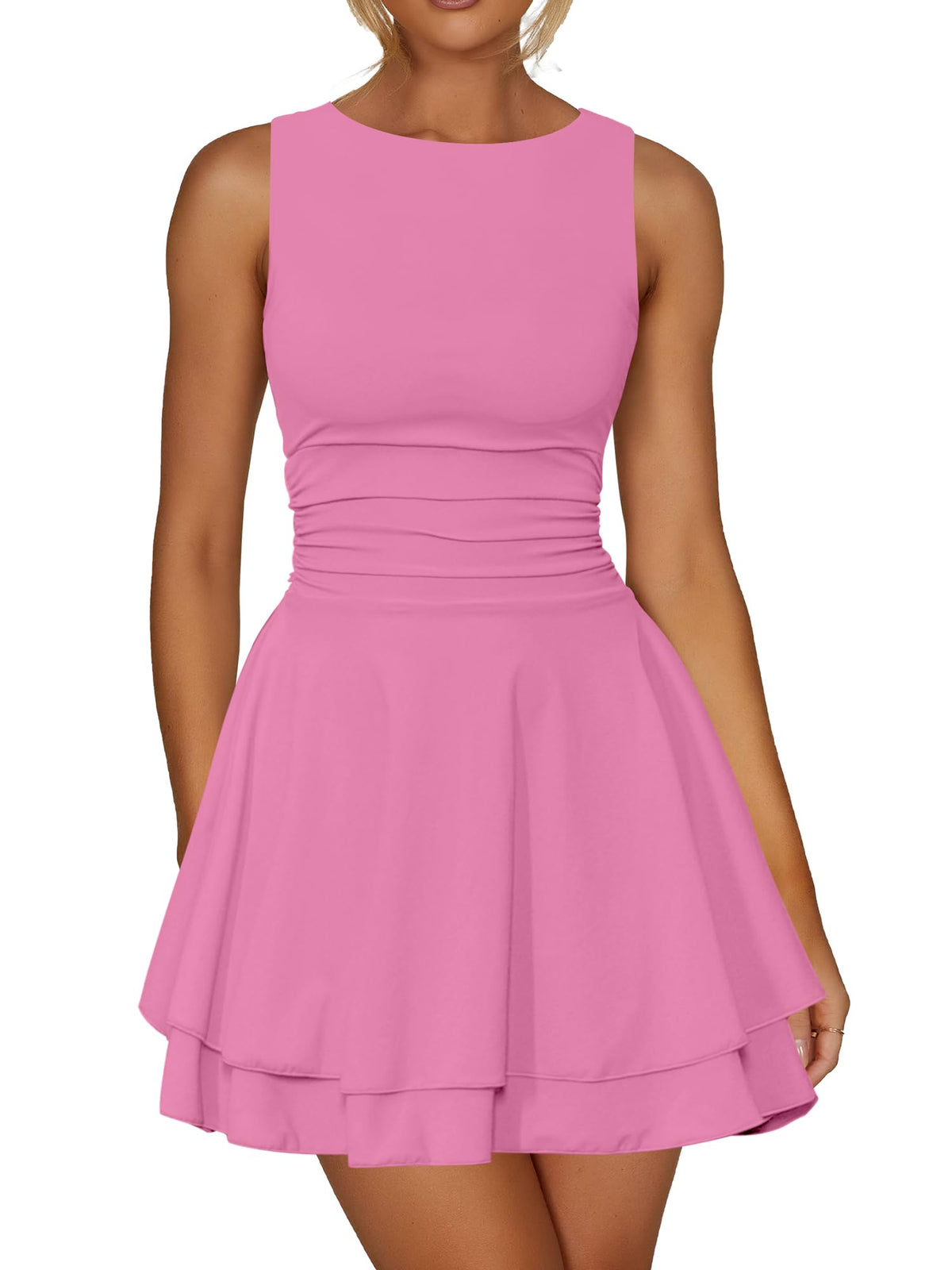 Kaximil Women's Ruffle Hem Boat Neck Party Mini Dress