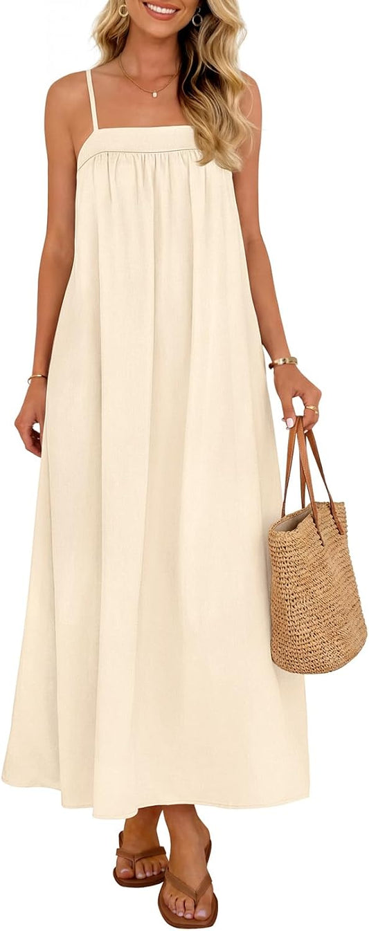 MEROKEETY Women's Summer Vacation Sundress Boho Maxi Dress