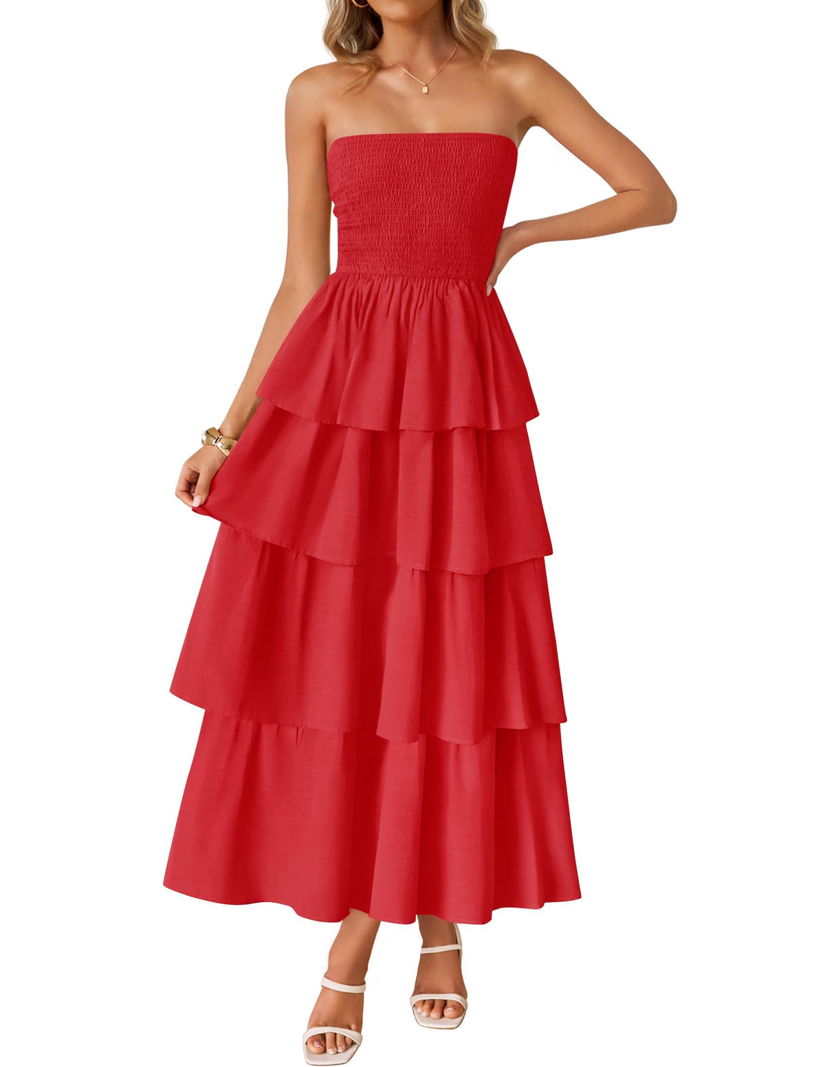 ZESICA Womens 2026 Summer Boho Strapless Maxi Dresses