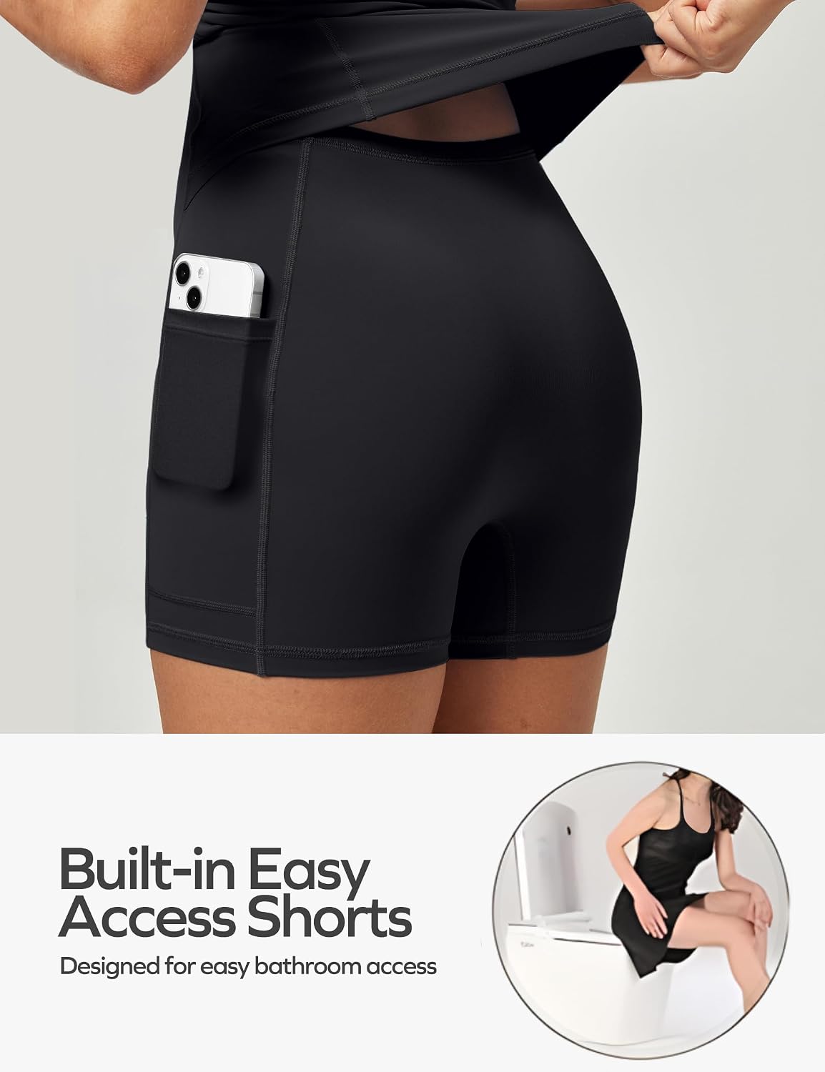 Ewedoos Athletic Tennis Dress for Women with Shorts Underneath Easy Peezy U Neck Adjustable Straps Active Workout Dress