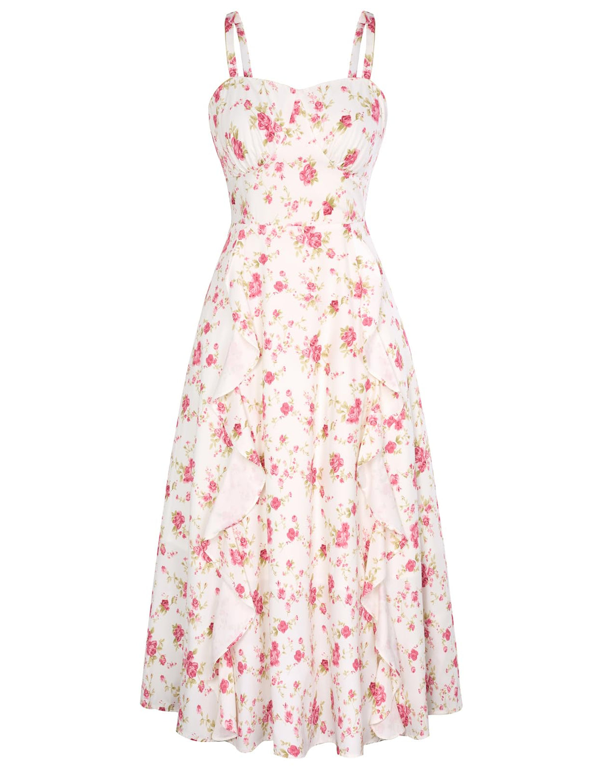 Belle Poque Women Sun Dresses Midi Ruffle Dress
