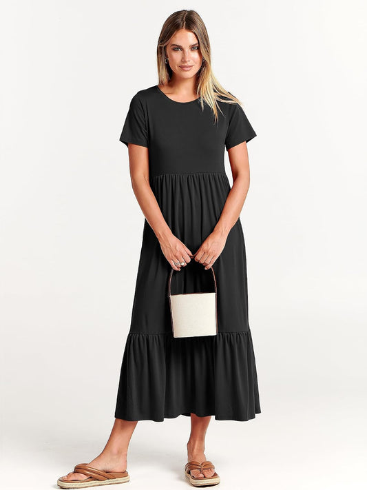 ANRABESS Womens 2026 Summer Casual Short Sleeve Maxi Dress with Pockets