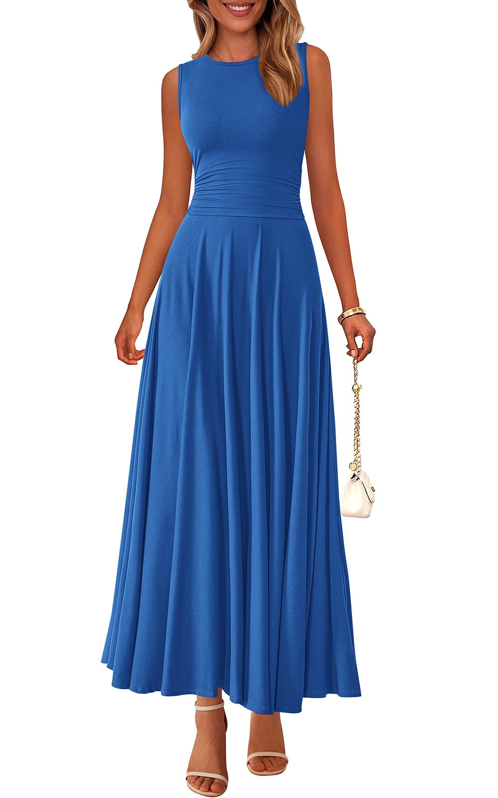 PRETTYGARDEN Womens Sleeveless Summer Dresses 2026 Flowy Aline Maxi Dress