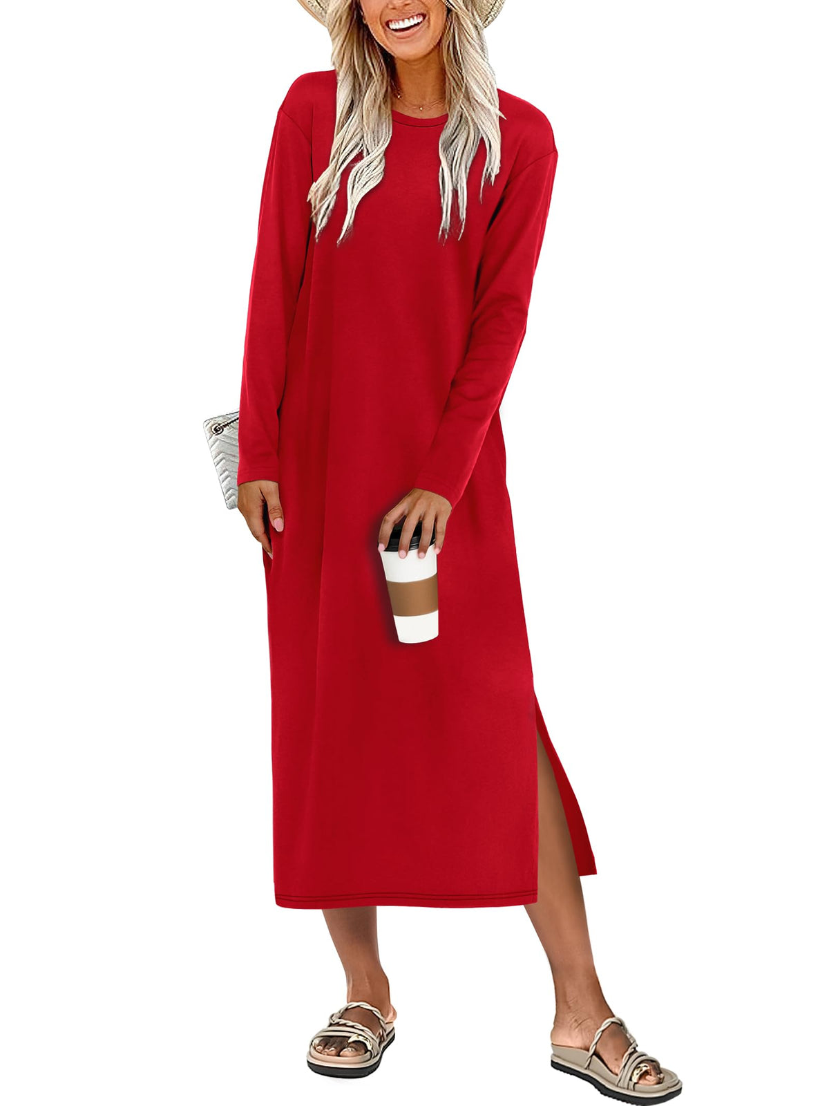 ANRABESS Long Sleeve Midi Dresses for Women