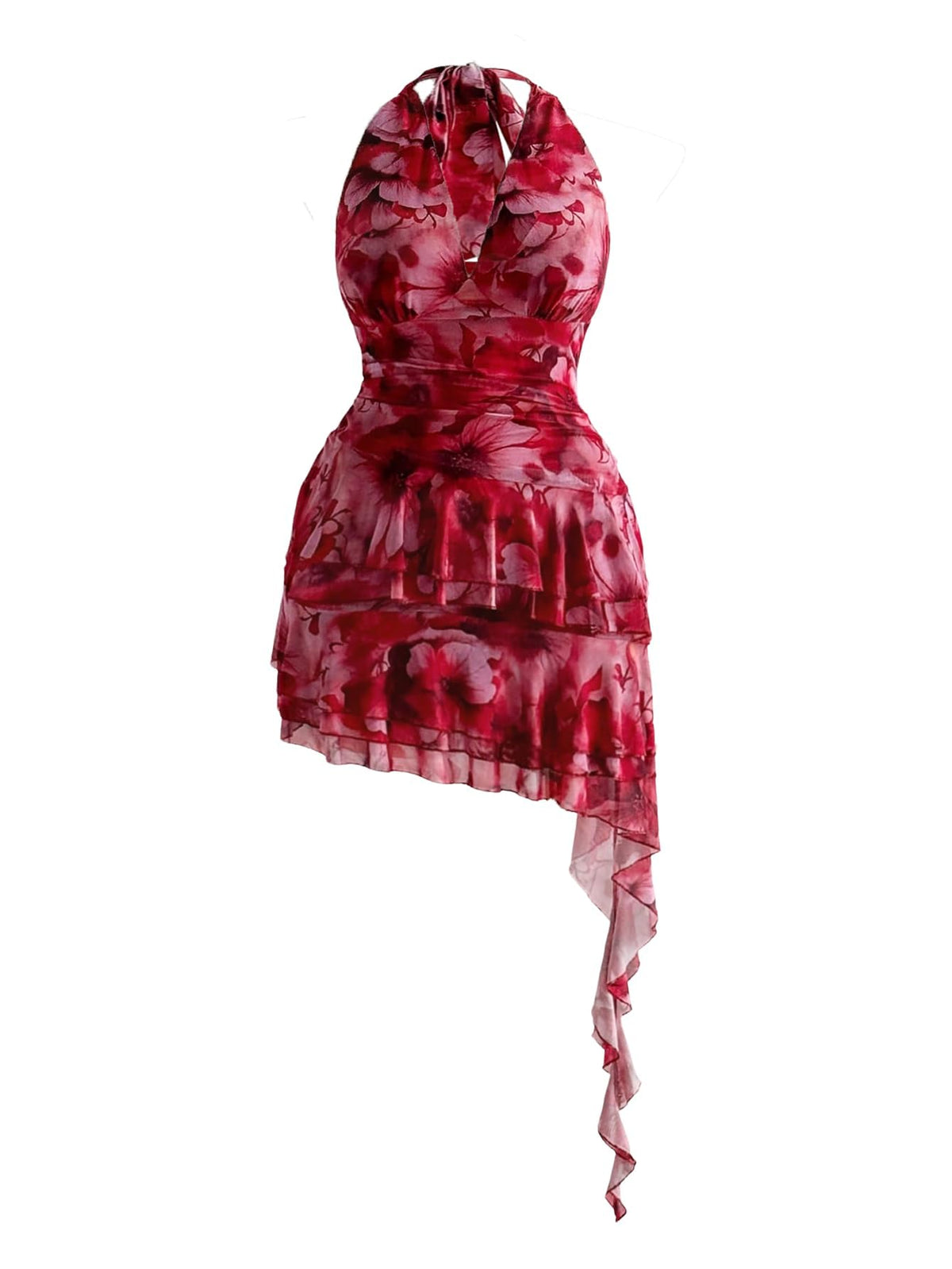 Verdusa Women's Halter Y2k Mini Dress Asymmetrical Wedding Guest Dress