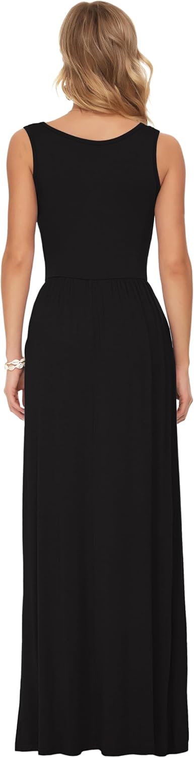 AUSELILY Women's Summer Sleeveless Loose Plain Casual Long Maxi Dresses