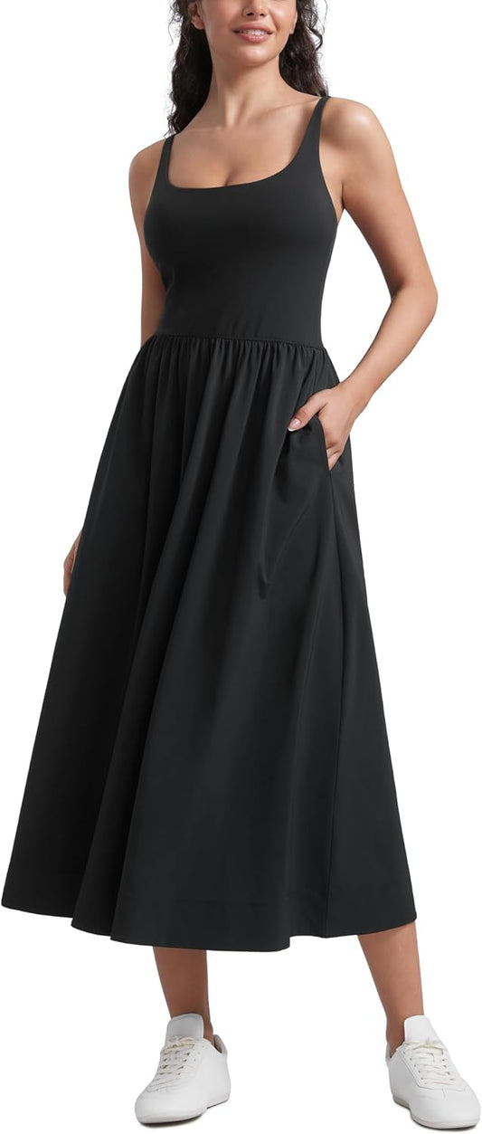 CRZ YOGA Square Neck Maxi Casual Dress