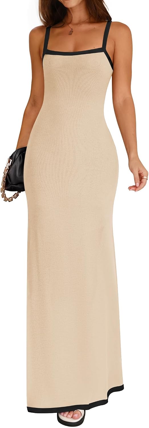 ZESICA Women's 2026 Summer Spaghetti Straps Square Neck Beach Maxi Dress