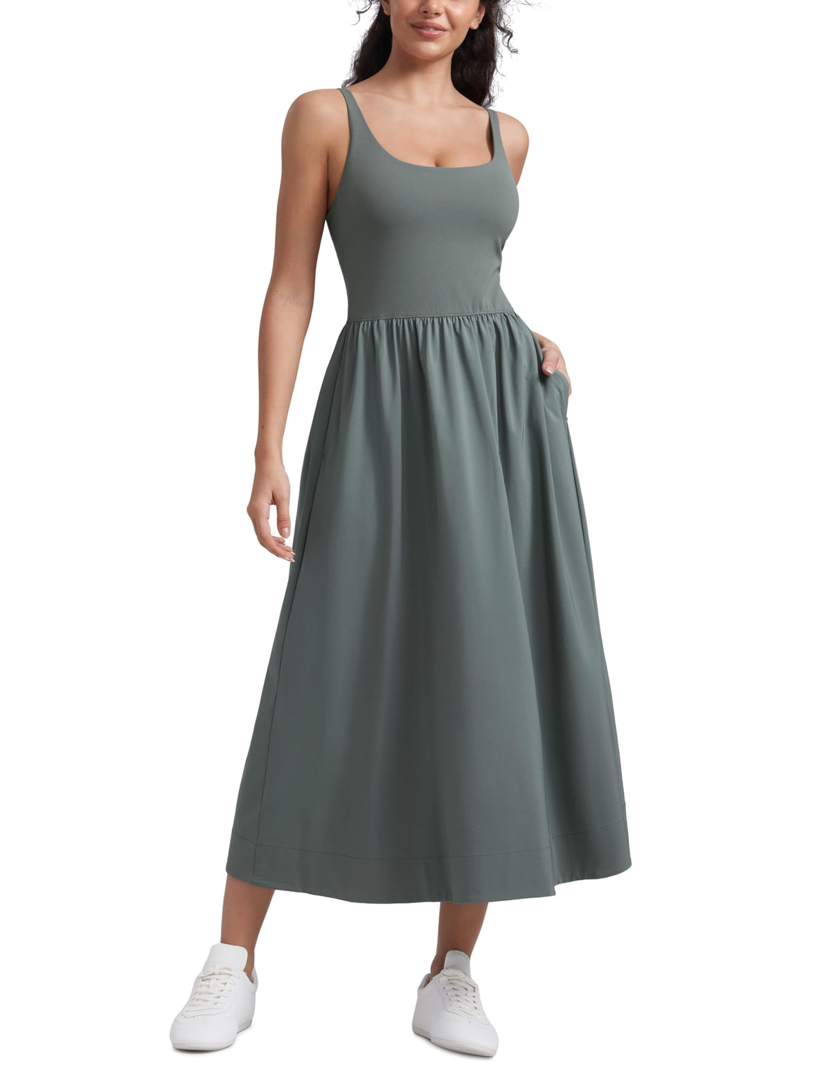 CRZ YOGA Square Neck Maxi Casual Dress