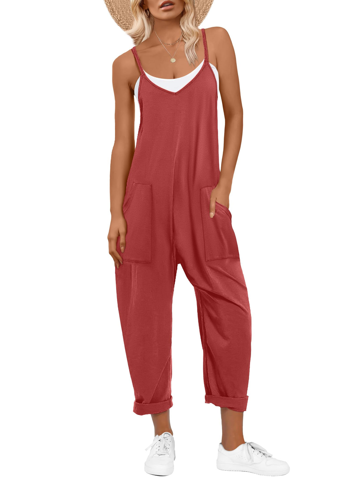 ANRABESS Jumpsuits for Women Summer Casual Sleeveless Overalls