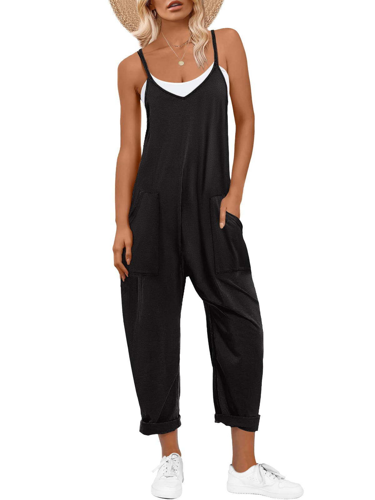 ANRABESS Jumpsuits for Women Summer Casual Sleeveless Overalls