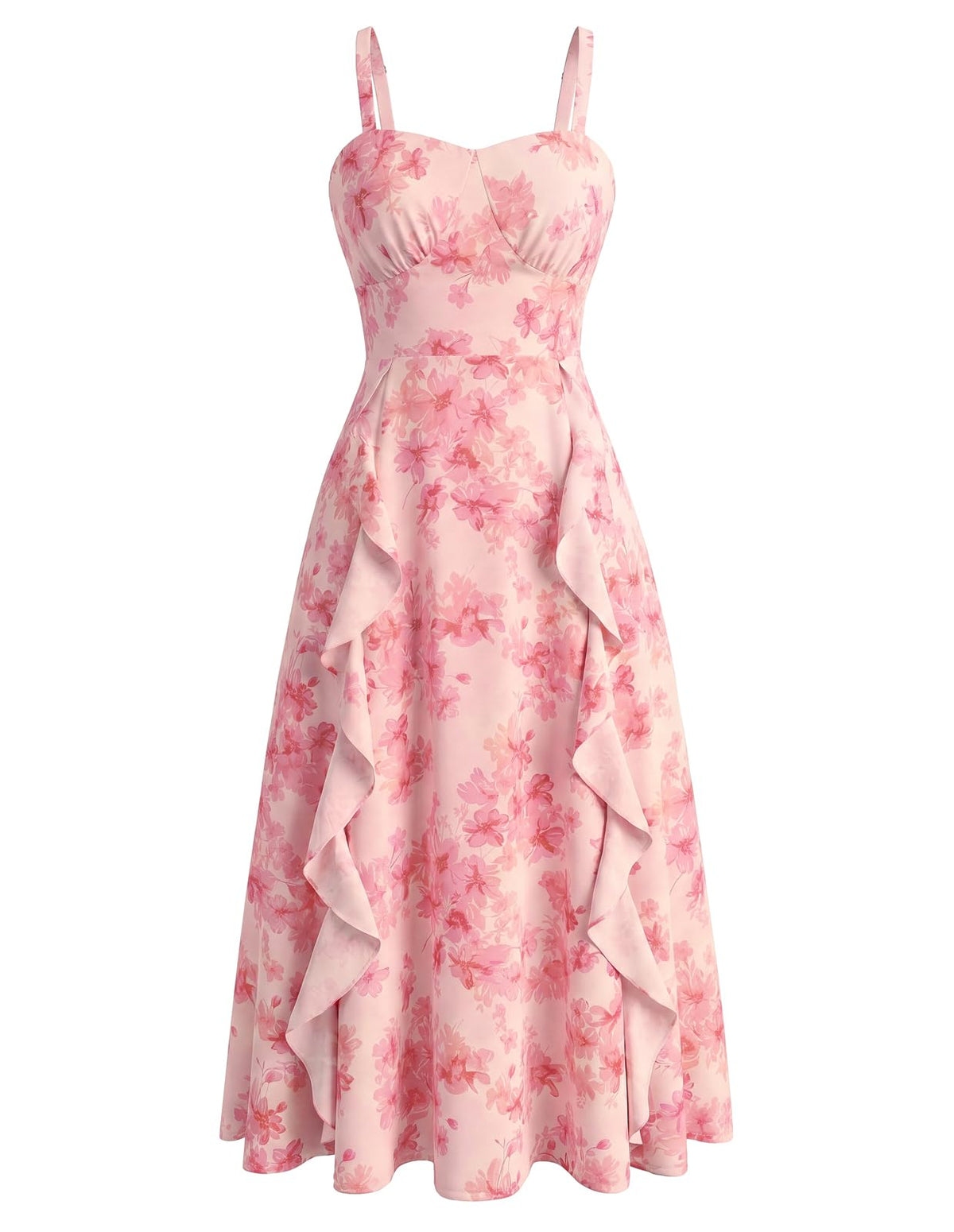 Belle Poque Women Sun Dresses Midi Ruffle Dress