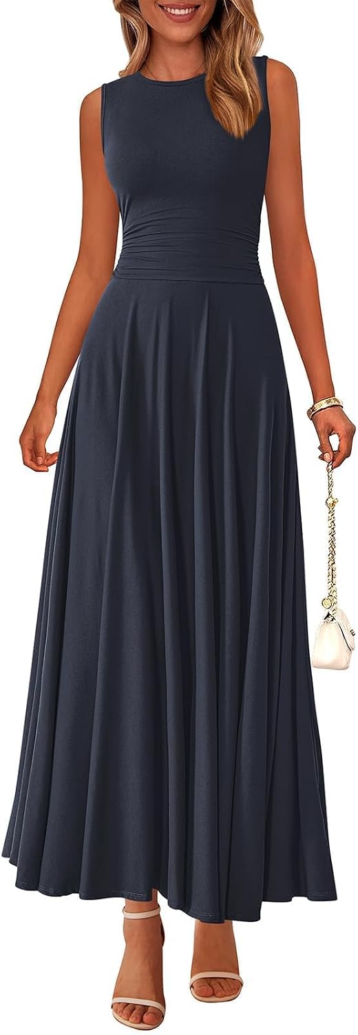 PRETTYGARDEN Womens Sleeveless Summer Dresses 2026 Flowy Aline Maxi Dress