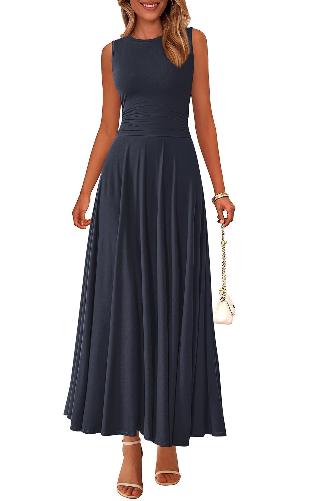 PRETTYGARDEN Womens Sleeveless Summer Dresses 2026 Flowy Aline Maxi Dress