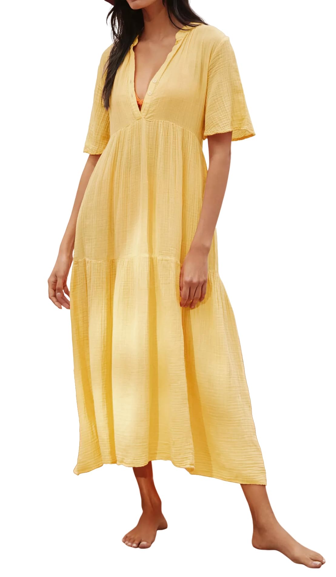 R.Vivimos Womens Summer Cotton Casual Flowy Maxi Dress
